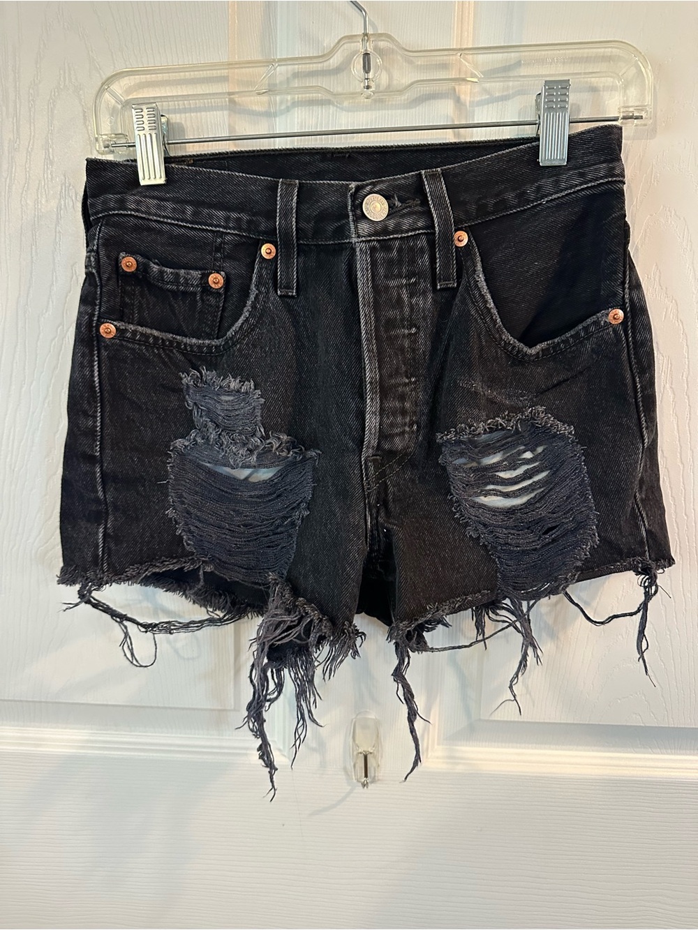 Levi's Black Distressed Cutoff Denim Shorts